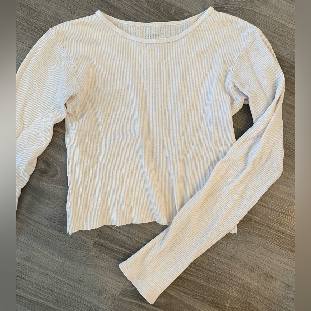 John Galt Waffle cropped Long Sleeve Top